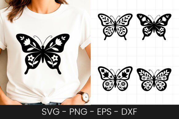 Butterfly Outline Decorative Design SVG for Graphics and Crafts