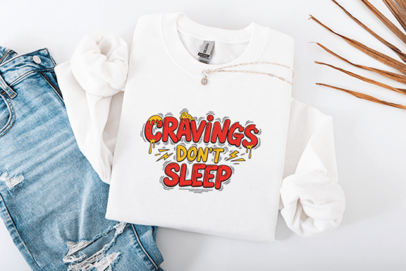 Cravings Dont Sleep Funny Food Quote: Graphics for Crafts & Blogs