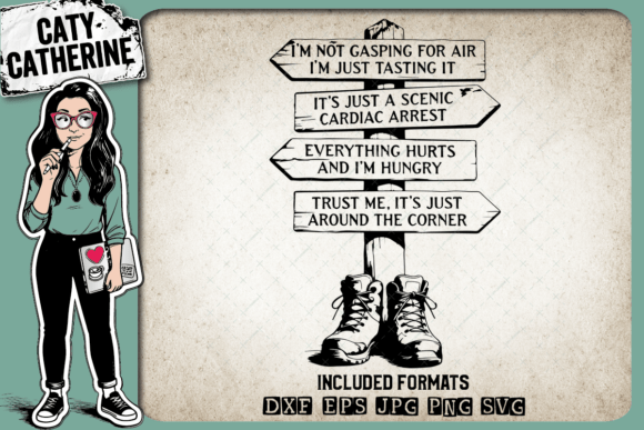 Funny Hiking Quote Fingerpost Wood Sign for Graphics and Crafts