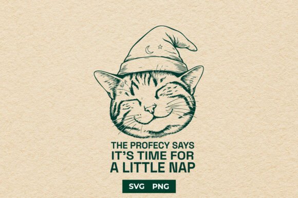 Mystic Wizard Cat SVG Sleeping Kitten for Graphics and Crafts