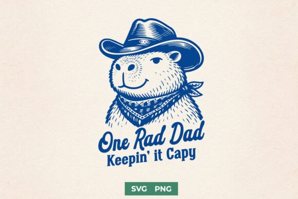 One Rad Dad SVG - Funny Cowboy Capybara for Graphics and Crafts