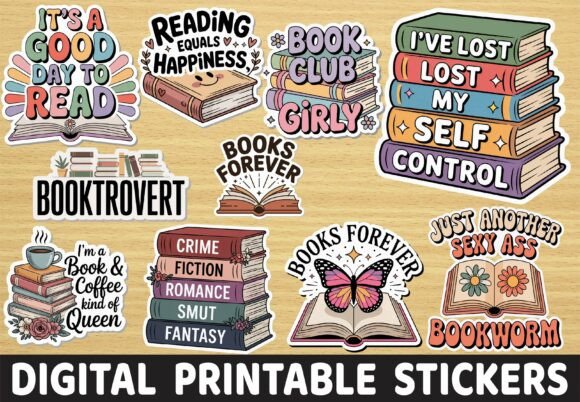Retro Reading Book Lover Quote Stickers for Graphics & Crafts