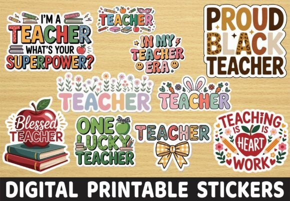 Retro Teaching Teacher Quote Stickers for Graphics and Crafts