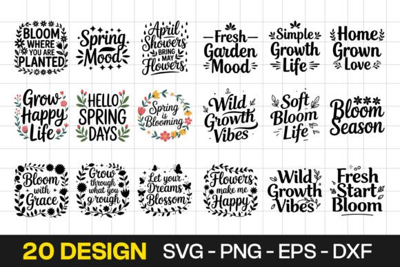 Spring Floral Quotes Typography SVG PNG for Graphics and Crafts